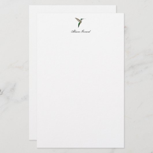 Papeterie Notes d'Elegant Hummingbird (Devant / Derrière)