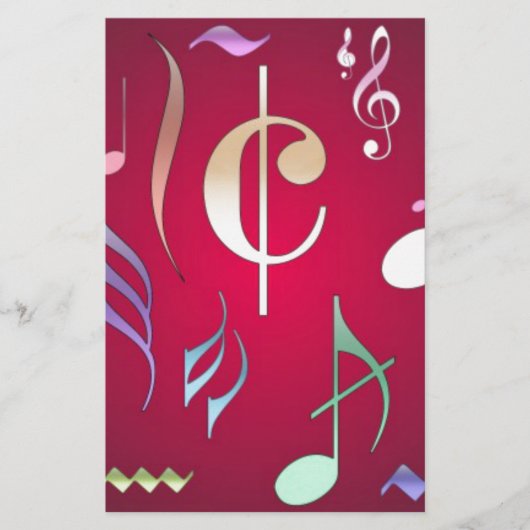 Papeterie Notes musicales de couleur (Devant)