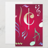Papeterie Notes musicales de couleur (Devant / Derrière)