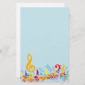 Papeterie Notes musicales de jumbled colorées (Devant / Derrière)