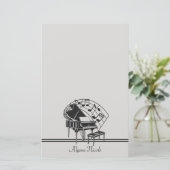 Papeterie Notes musicales de piano personnalisées (Debout devant)