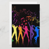 Papeterie Notes musicales et danseurs colorés (Devant / Derrière)