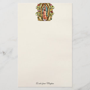 Papeterie Notre Dame de Guadalupe Roses Colorées Personnalis