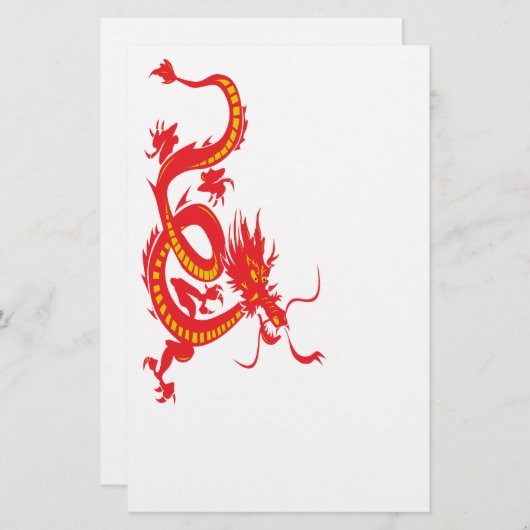 Papeterie Nouvel An chinois Dragon rouge (Devant / Derrière)