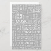 Papeterie Nuage de mots motif MUSIQUE (Devant / Derrière)