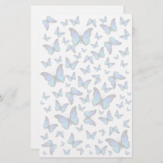 Papeterie nuage des papillons bleus (Devant / Derrière)