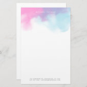 Papeterie Nuages d'aquarelle Abstraits en bleu et rose (Devant / Derrière)