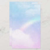 Papeterie Nuages pastel magiques et arc-en-ciel (Devant / Derrière)