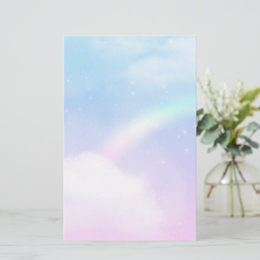 Papeterie Nuages pastel magiques et arc-en-ciel (Debout devant)