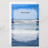 Papeterie Océan Pacifique Bleu Avec Nom (Devant / Derrière)