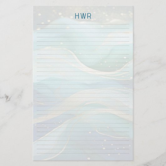 Papeterie Ocean Waves Lined Monogram Writing Paper (Devant)