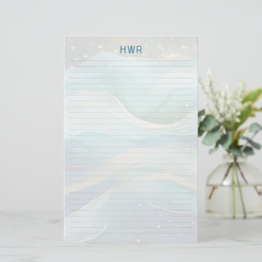 Papeterie Ocean Waves Lined Monogram Writing Paper (Debout devant)