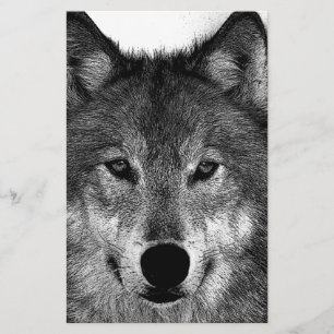 Papeterie Œuvre d'art Loup Noir & Blanc