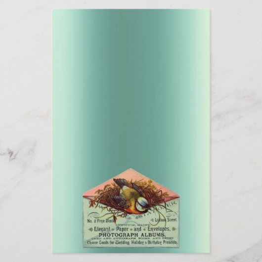 Papeterie Oiseau de nidification vintage Poisson turquoise b (Devant)