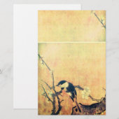 Papeterie OISEAU DE PRINTEMPS ET FLEURS JAUNE Brown (Devant / Derrière)