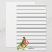 Papeterie Oiseau d'État du Michigan American Robin Lined (Devant / Derrière)