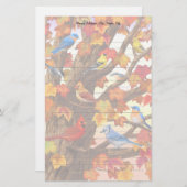 Papeterie Oiseaux dans l'érable d'automne (Devant / Derrière)