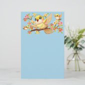 Papeterie Oiseaux mignons et heureux parmi les fleurs du pri (Debout devant)