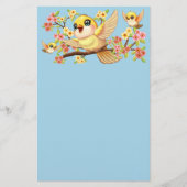 Papeterie Oiseaux mignons et heureux parmi les fleurs du pri (Devant)