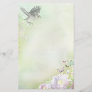 Papeterie Oiseaux, papillons, fleurs