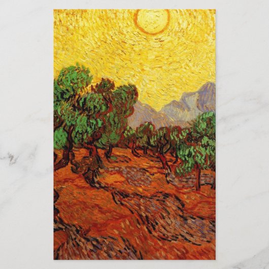 Papeterie Olive Trees with Yellow Sky and Sun (Devant)