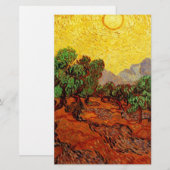 Papeterie Olive Trees with Yellow Sky and Sun (Devant / Derrière)