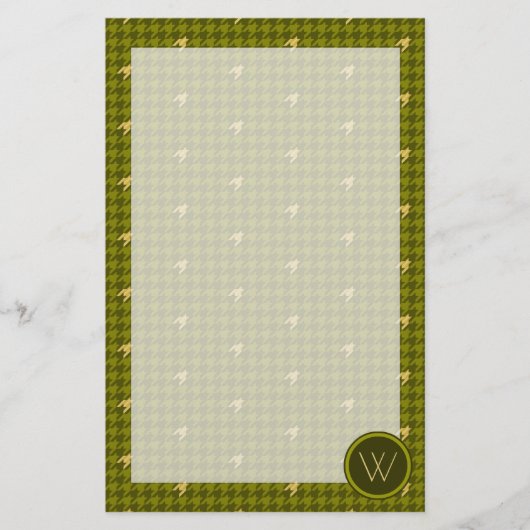 Papeterie Olive with Gold Accent Houndstooth (Devant)