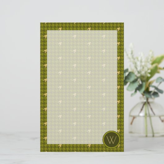 Papeterie Olive with Gold Accent Houndstooth (Debout devant)