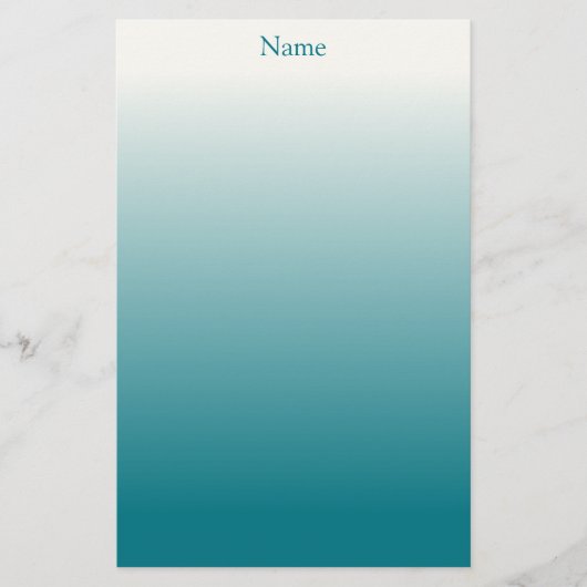 Papeterie Ombre blanche et Turquoise personnalisée (Devant)