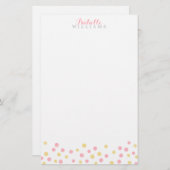 Papeterie Or de Faux et points roses de confettis de parties (Devant / Derrière)