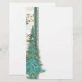 Papeterie Or de parties scintillantes et frontière verte (Devant / Derrière)