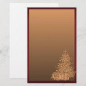 Papeterie Or et arbre de Noël rouge (Devant / Derrière)