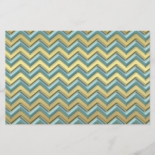 Papeterie Or et Turquoise Motif Chevron (Devant)