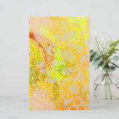 PAPETERIE OR JAUNE ORANGE VAGUES ABSTRAITES, ESPACES FLEURIS (Debout devant)