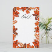 Papeterie Orange Hibiscus Bordure Monogramme Papier blanc (Debout devant)