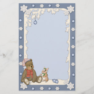 Papeterie Ours et lapin de Noël neigeux