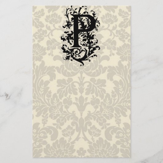 Papeterie P monogramme baroque (Devant)