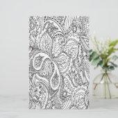 Papeterie Page de couleur florale noire et blanche (Debout devant)