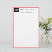 Papeterie Pageant Couronne & Nom personnalisé Feuilles de pa (Debout devant)