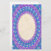 Papeterie Pages papier à lettres en dentelle bleu violet (Devant / Derrière)