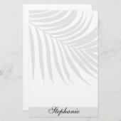 Papeterie Palm Tree Leaf Grey Nom monographique Cool unique (Devant / Derrière)