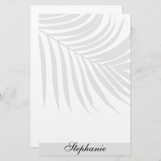 Papeterie Palm Tree Leaf Grey Nom monographique Cool unique (Devant / Derrière)