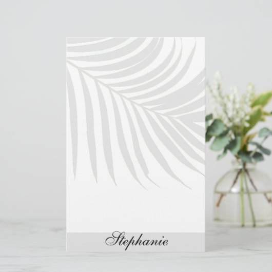 Papeterie Palm Tree Leaf Grey Nom monographique Cool unique (Debout devant)