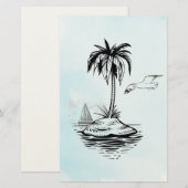 Papeterie Palm Tree & Seagull sur notes (Devant / Derrière)