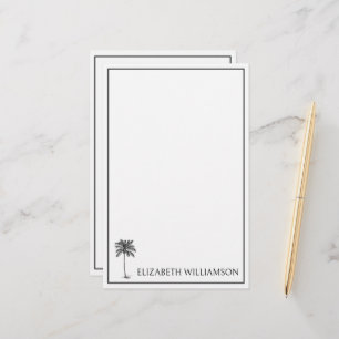Papeterie Palmier Palmetto Noir Côté Mer Personnalisé