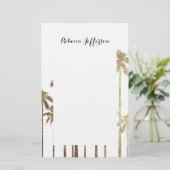 Papeterie Palmiers tropicaux d'or fascinant sur le blanc (Debout devant)