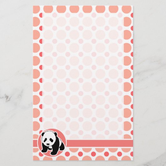 Papeterie Panda bébé mignonne; Pois rose et corail (Devant)