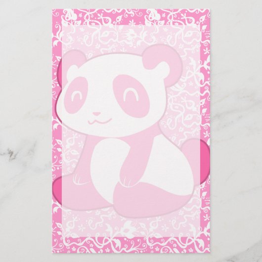 Papeterie Panda rose de bande dessinée (Devant)