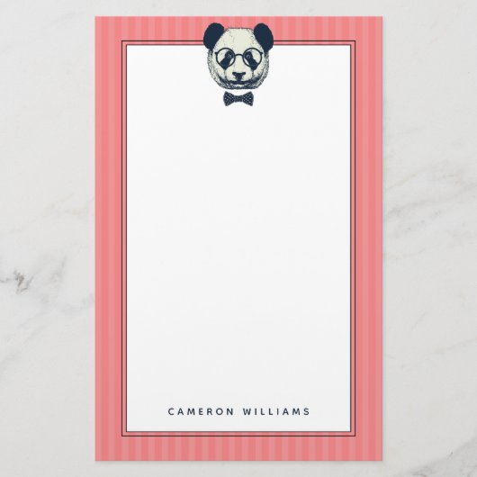 Papeterie Panda Stripes| Ajouter votre nom (Devant)