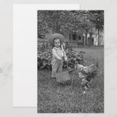 Papeterie Panier à coq adorable des années 1880 dans le jard (Devant / Derrière)